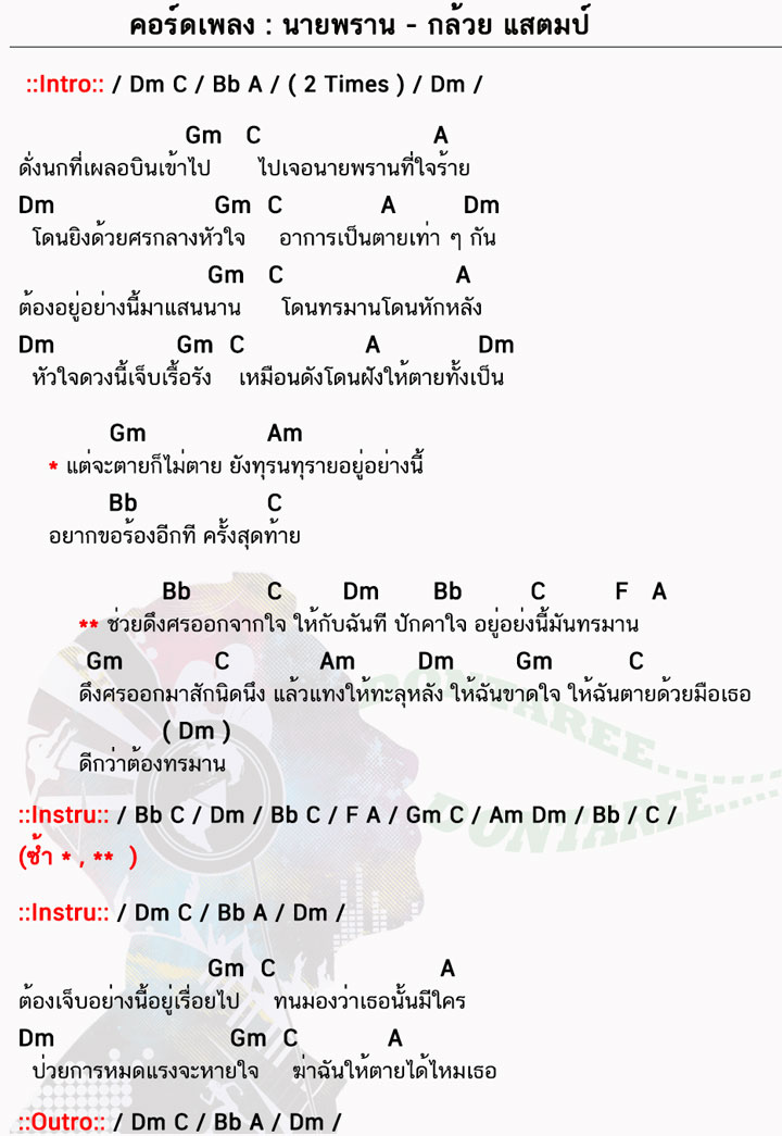 คอร์ดเพลง นายพราน ง่ายๆ