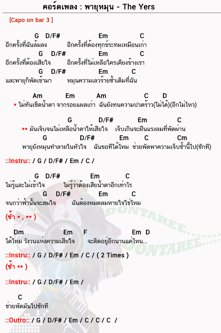 คอร์ดเพลง พายุหมุน ง่ายๆ