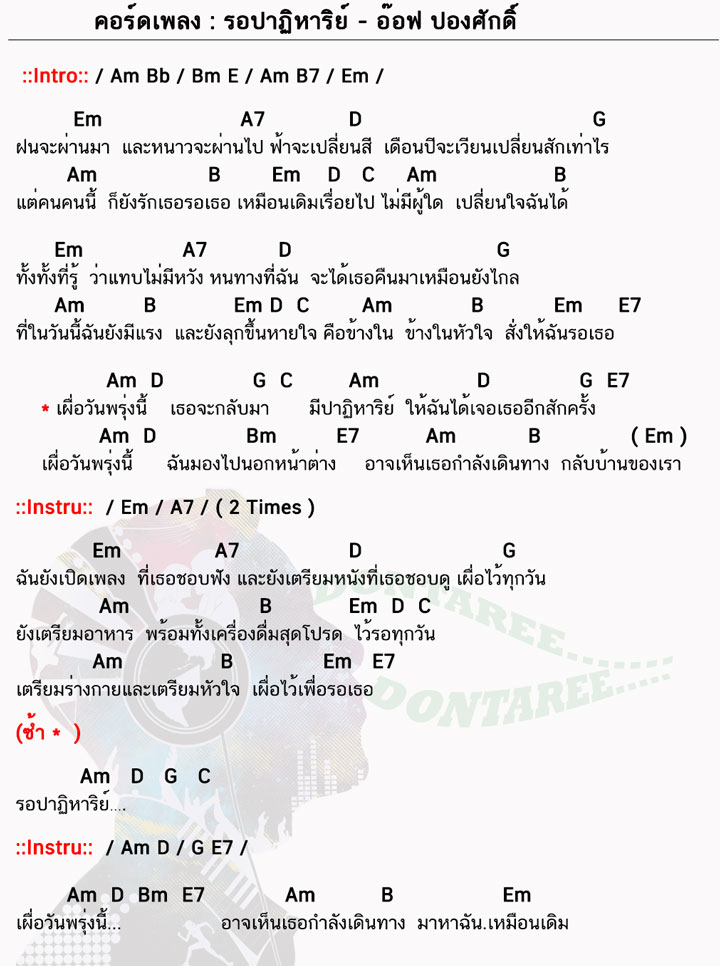 คอร์ดเพลง รอปาฏิหาริย์ ง่ายๆ