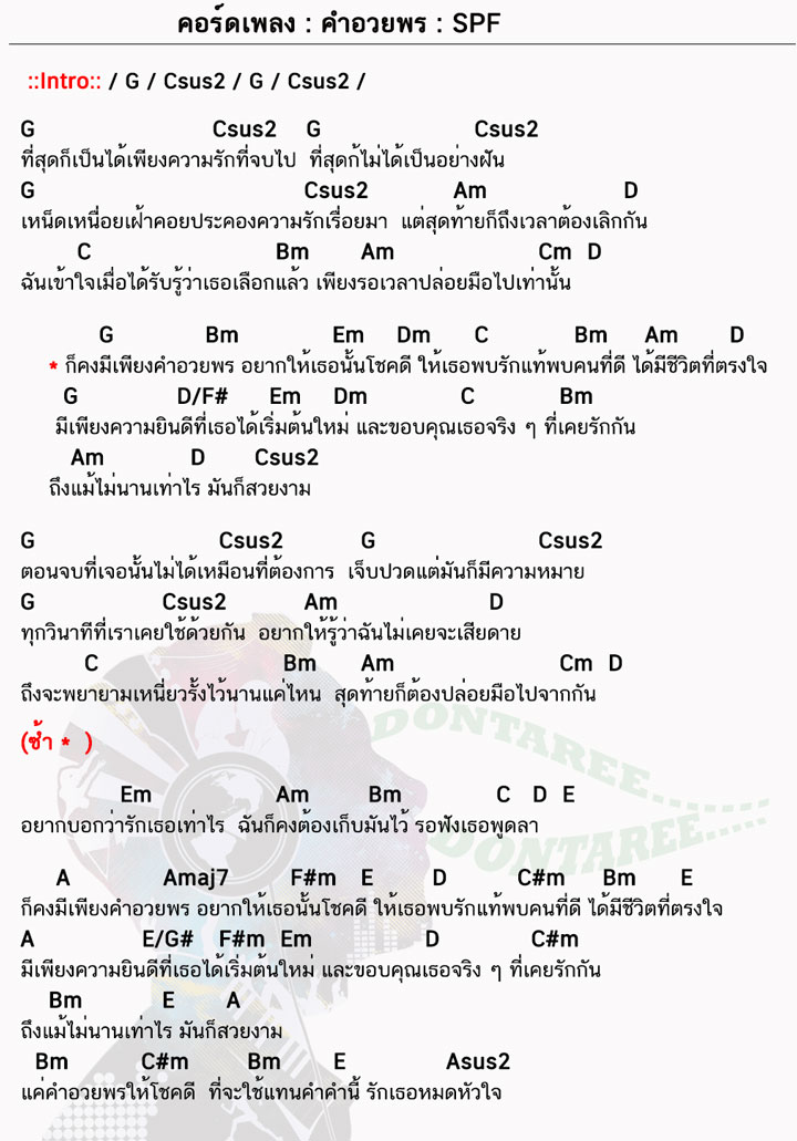 คอร์ดเพลง คำอวยพร ง่ายๆ