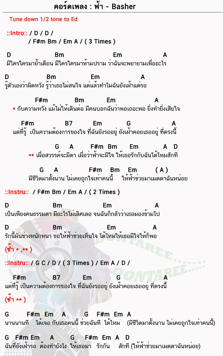 คอร์ดเพลง ฟ้า ง่ายๆ