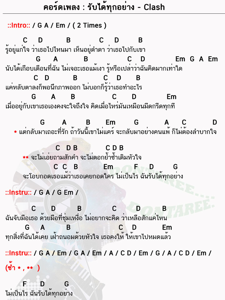 คอร์ดเพลง รับได้ทุกอย่าง ง่ายๆ