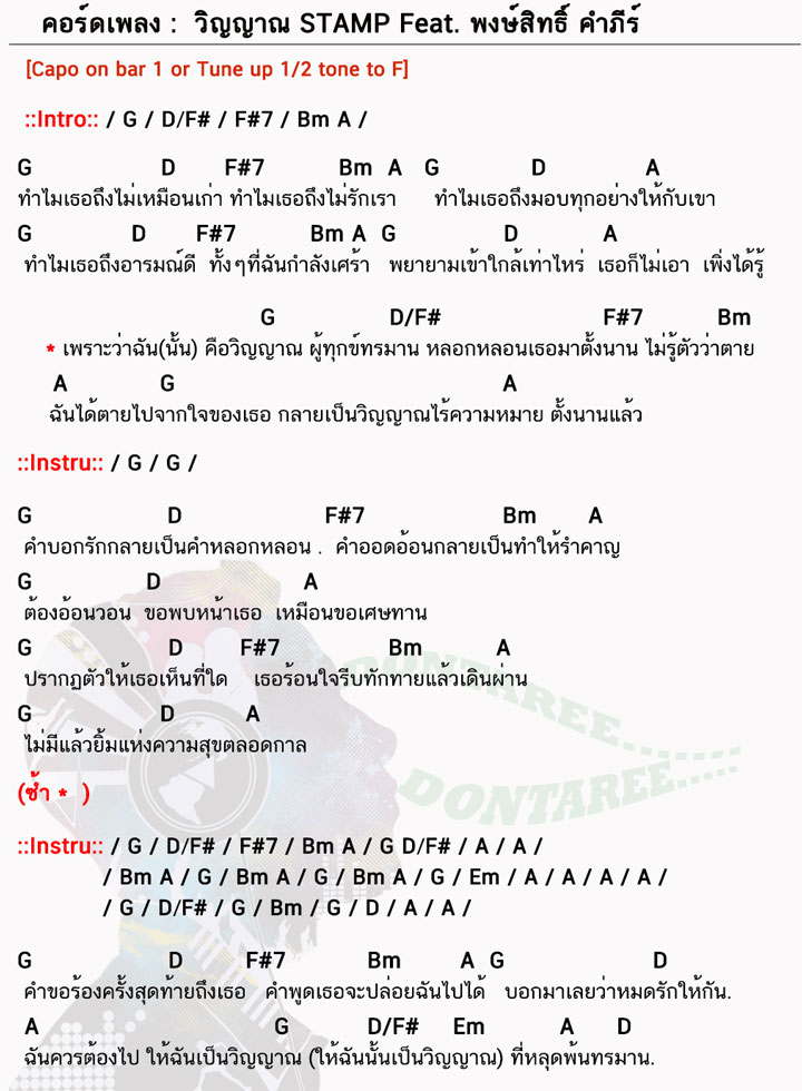 คอร์ดเพลง วิญญาณ ง่ายๆ