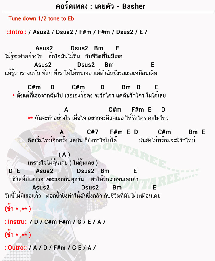 คอร์ดเพลง เคยตัว ง่ายๆ