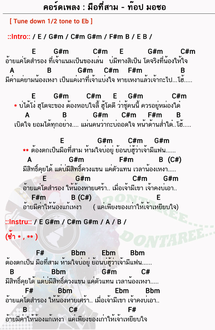 คอร์ดเพลง มือที่สาม ง่ายๆ