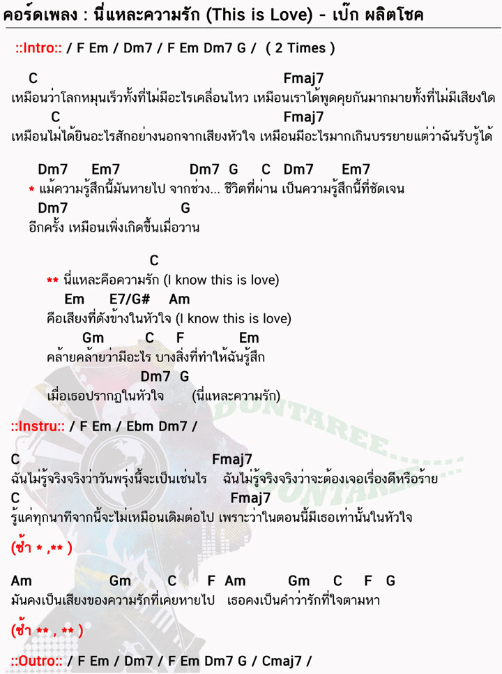 คอร์ดเพลง นี่แหละความรัก ง่ายๆ