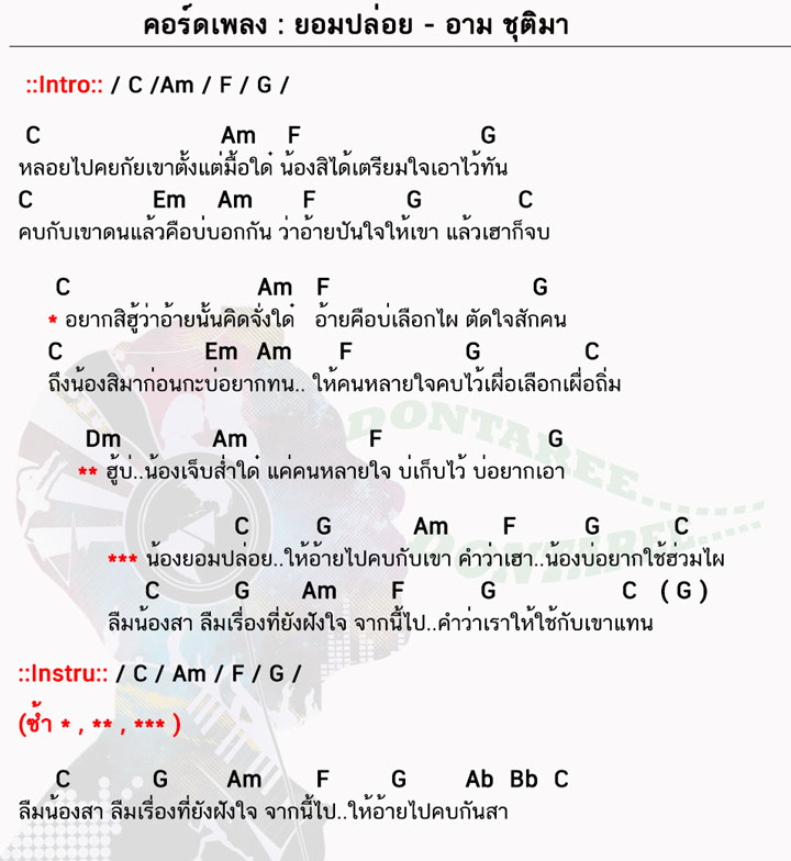 คอร์ดเพลง ยอมปล่อย ง่ายๆ