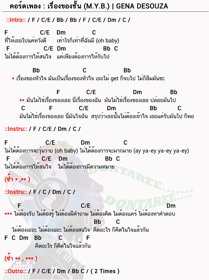 คอร์ดเพลง เรื่องของชั้น ง่ายๆ