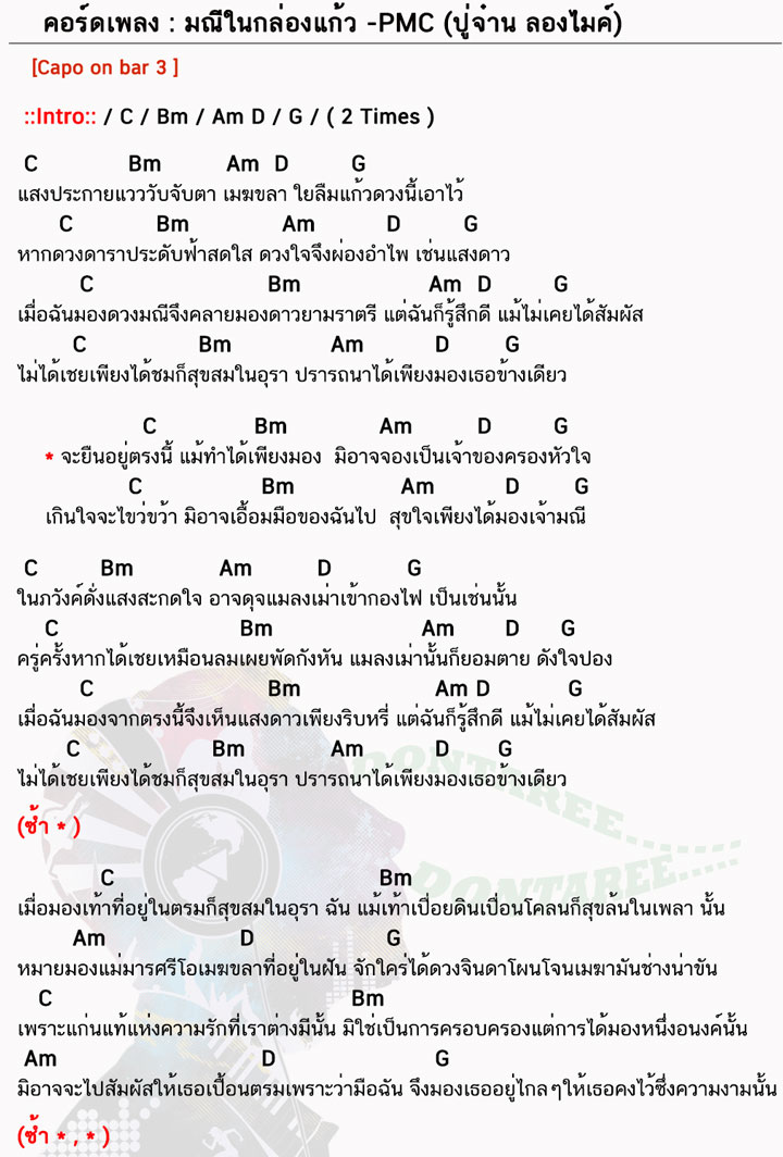 คอร์ดเพลง มณีในกล่องแก้ว ง่ายๆ