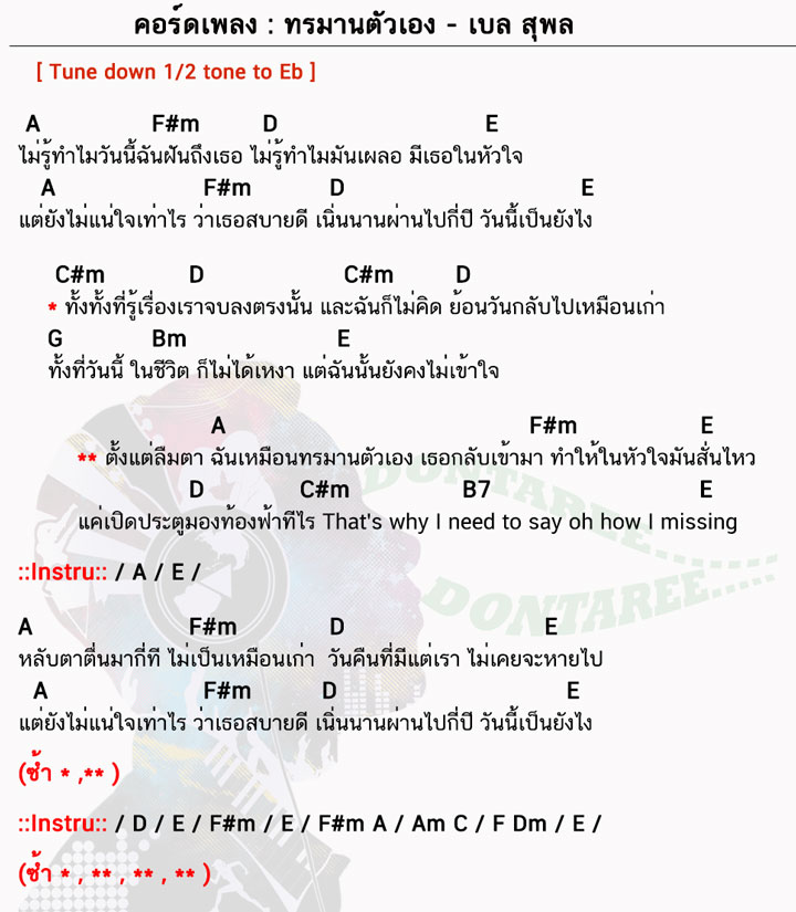 คอร์ดเพลง ทรมานตัวเอง ง่ายๆ