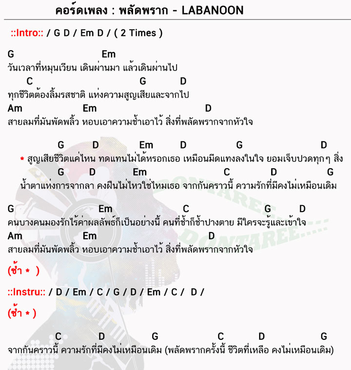 คอร์ดเพลง พลัดพราก ง่ายๆ