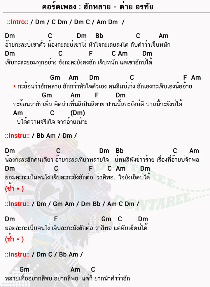 คอร์ดเพลง ฮักหลาย ง่ายๆ