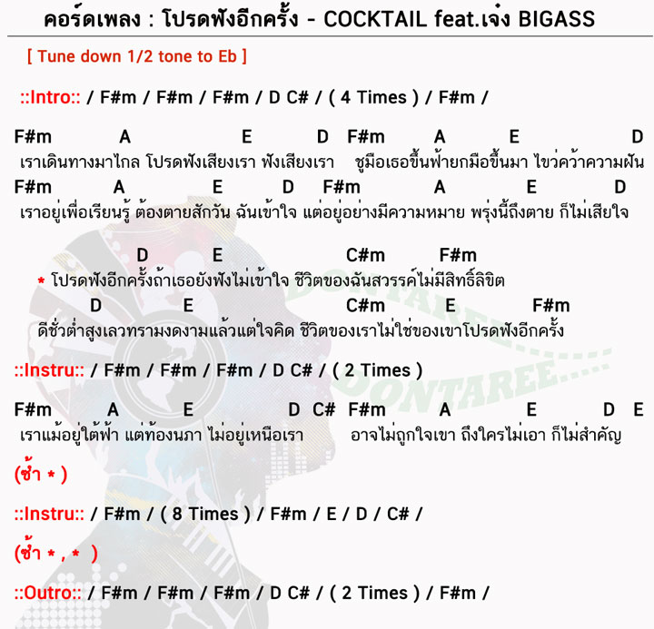 คอร์ดเพลง โปรดฟังอีกครั้ง ง่ายๆ