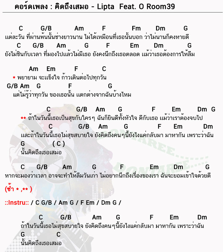 คอร์ดเพลง คิดถึงเสมอ ง่ายๆ