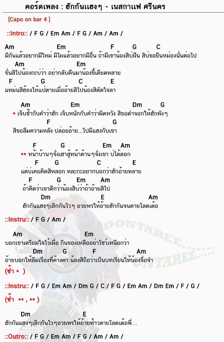 คอร์ดเพลง ฮักกันเเฮงๆ ง่ายๆ