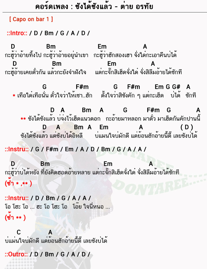 คอร์ดเพลง ซังได้ซังแล้ว ง่ายๆ