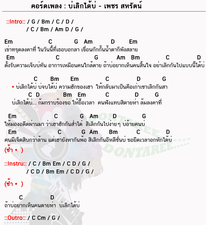 คอร์ดเพลง บ่เลิกได้บ่ ง่ายๆ