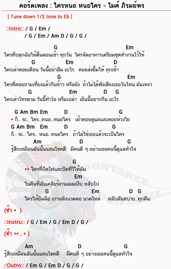 คอร์ดเพลง ใครหนอ-หนอใคร ง่ายๆ