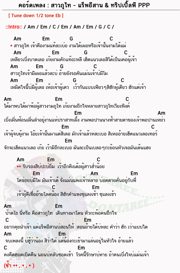 คอร์ดเพลง สาวภูไท ง่ายๆ