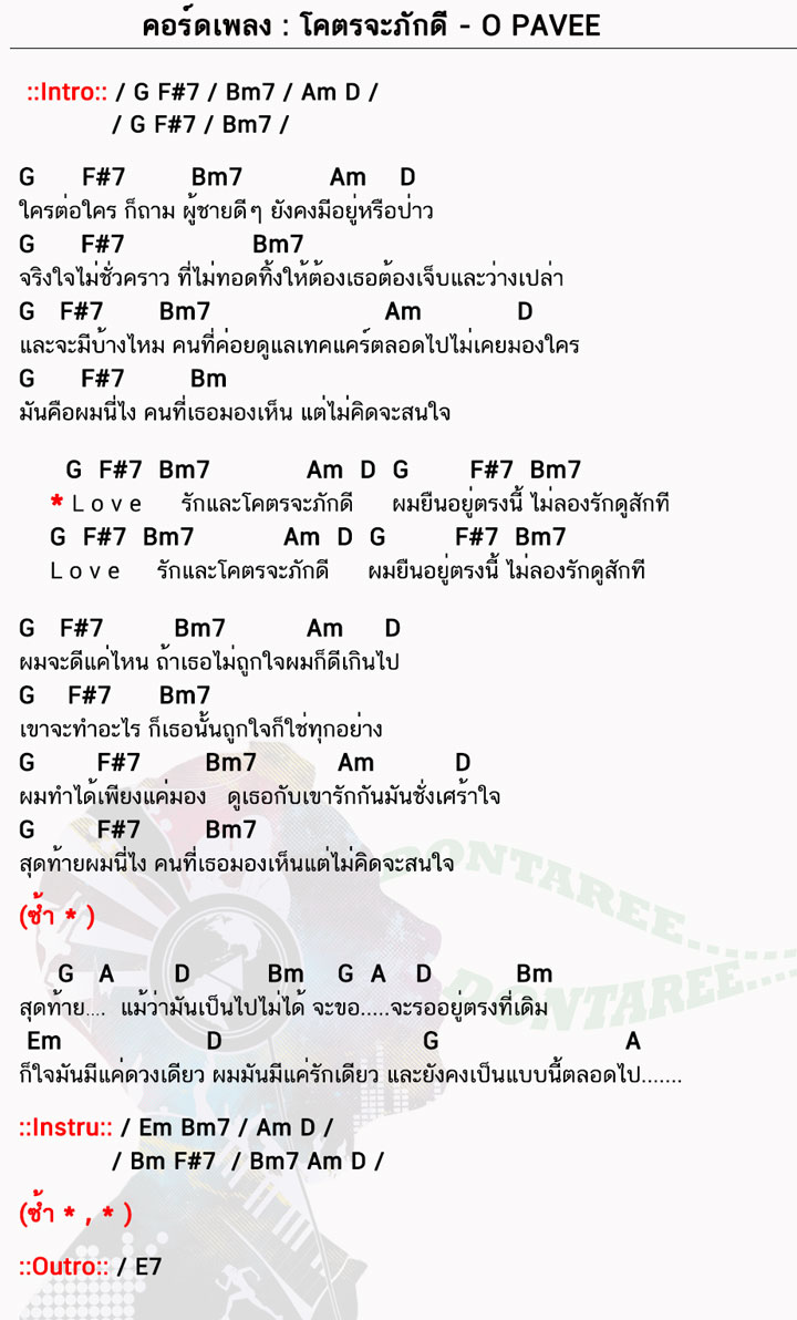 คอร์ดเพลง โคตรจะภักดี ง่ายๆ