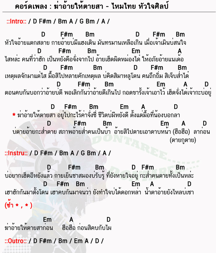 คอร์ดเพลง ฆ่าอ้ายให้ตายสา ง่ายๆ