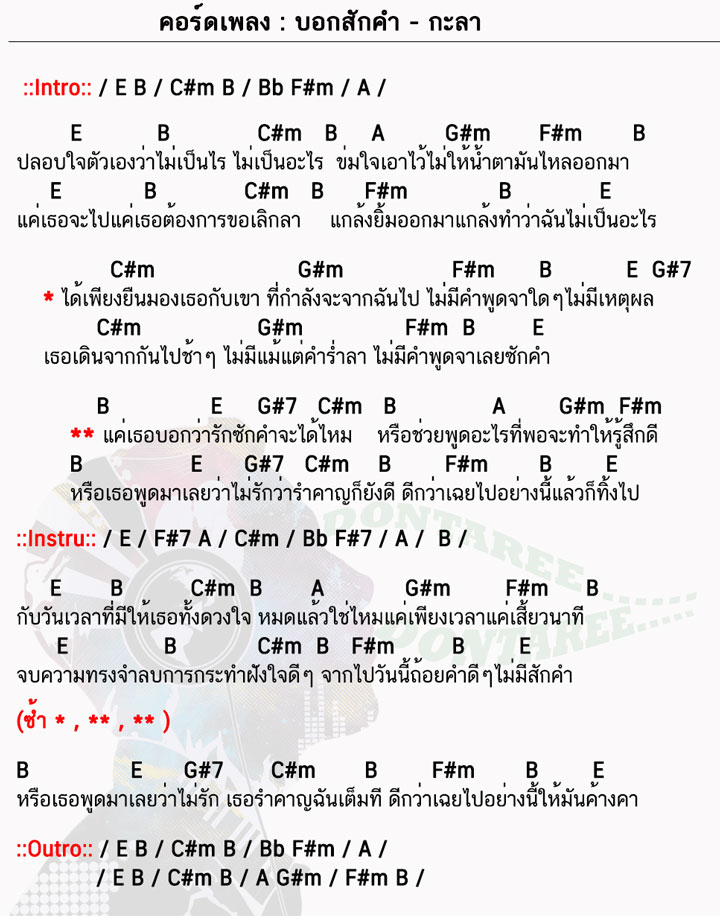 คอร์ดเพลง บอกสักคำ ง่ายๆ