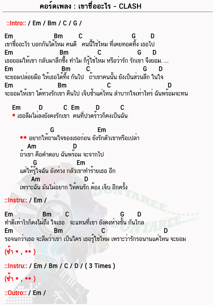 คอร์ดเพลง เขาชื่ออะไร ง่ายๆ