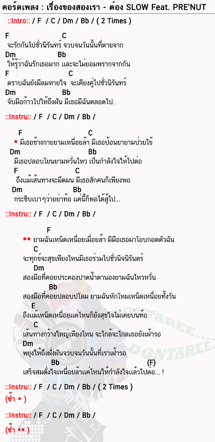 คอร์ดเพลง เรื่องของสองเรา ง่ายๆ