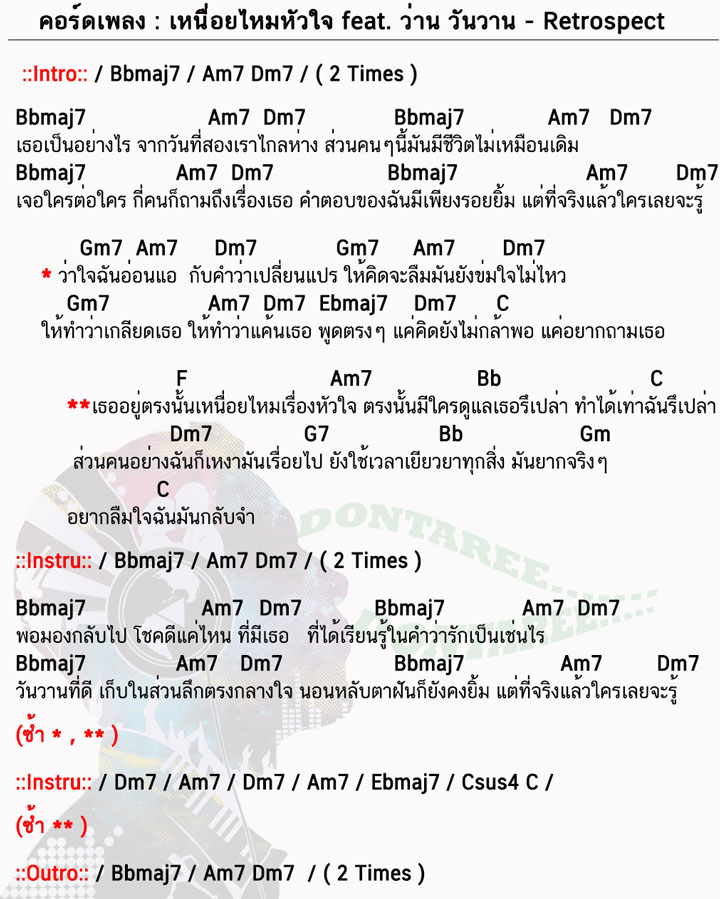 คอร์ดเพลง เหนื่อยไหมหัวใจ ง่ายๆ