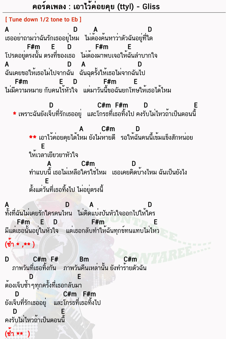 คอร์ดเพลง เอาไว้ค่อยคุย ง่ายๆ