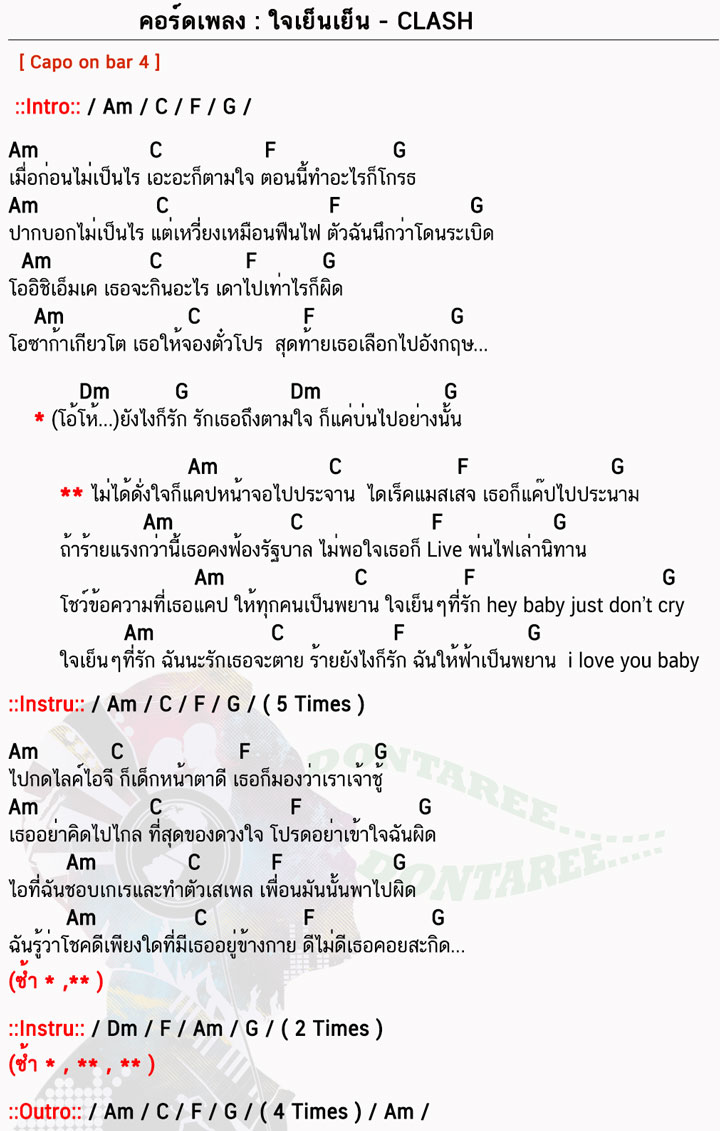 คอร์ดเพลง ใจเย็นเย็น ง่ายๆ