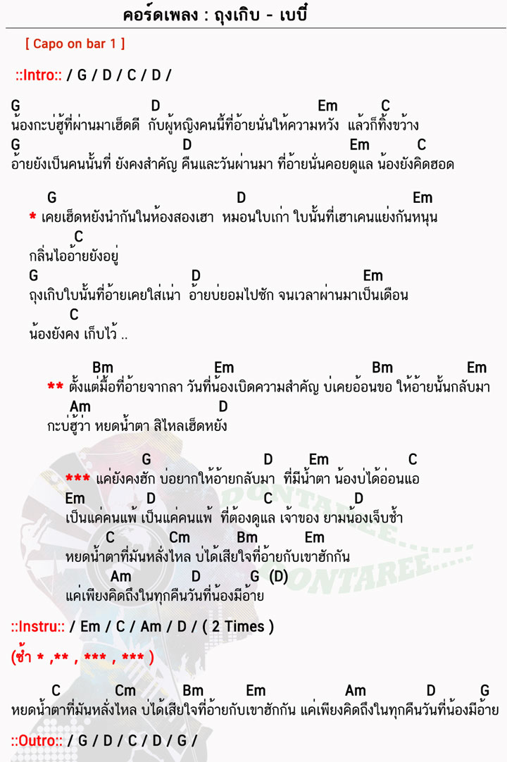 คอร์ดเพลง ถุงเกิบ ง่ายๆ