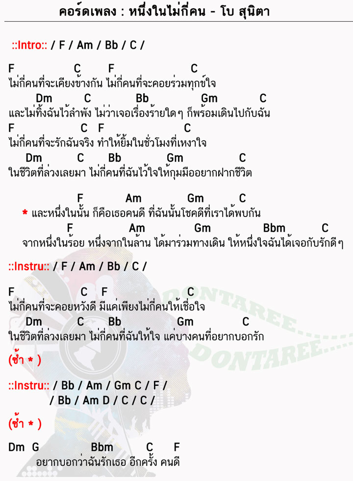 คอร์ดเพลง หนึ่งในไม่กี่คน ง่ายๆ