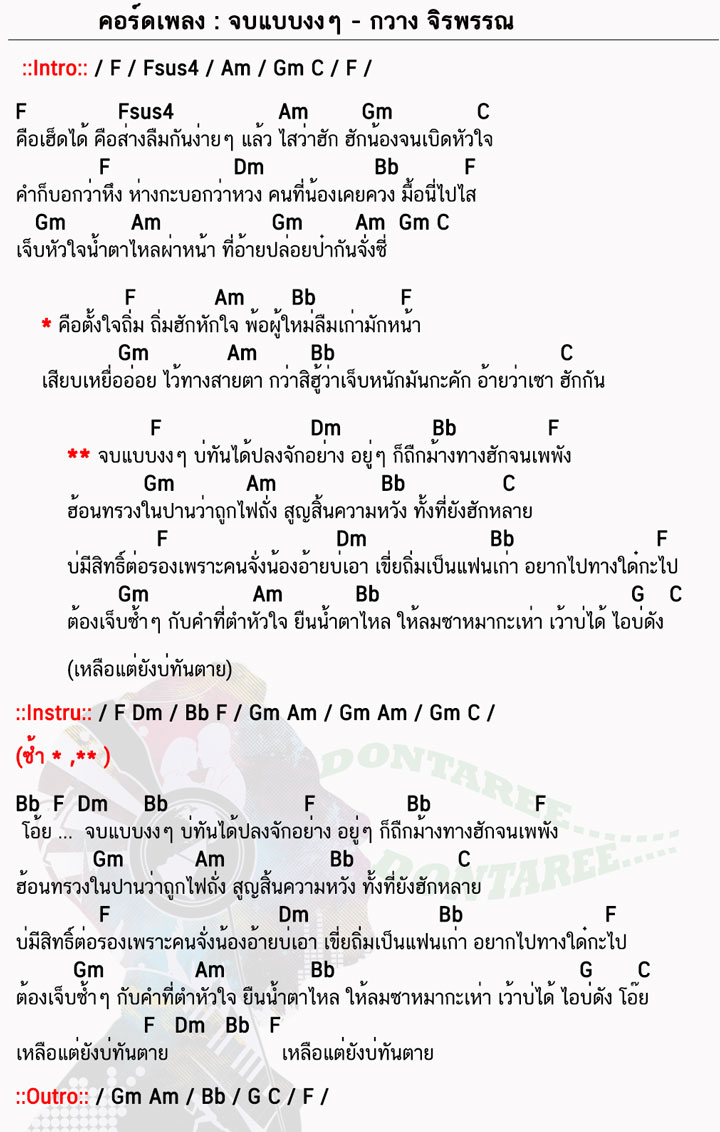 คอร์ดเพลง จบแบบงงๆ ง่ายๆ