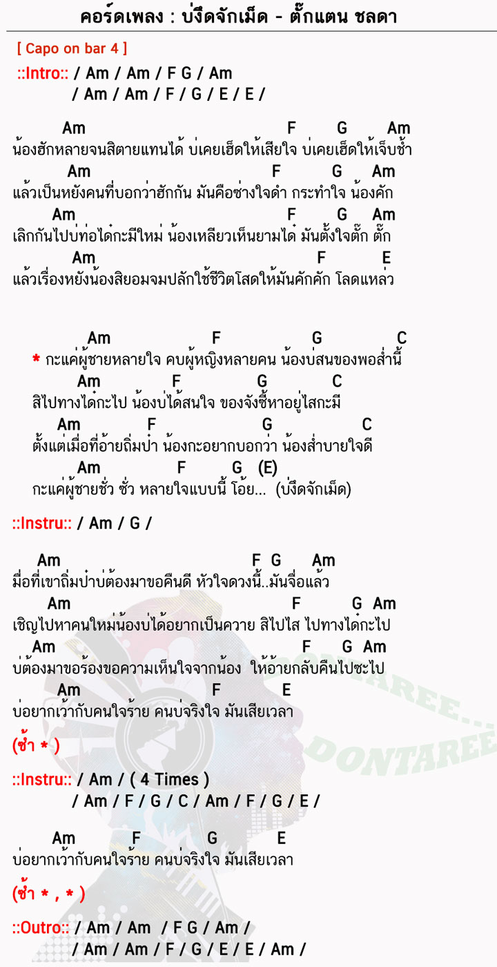 คอร์ดเพลง บ่งึดจักเม็ด ง่ายๆ