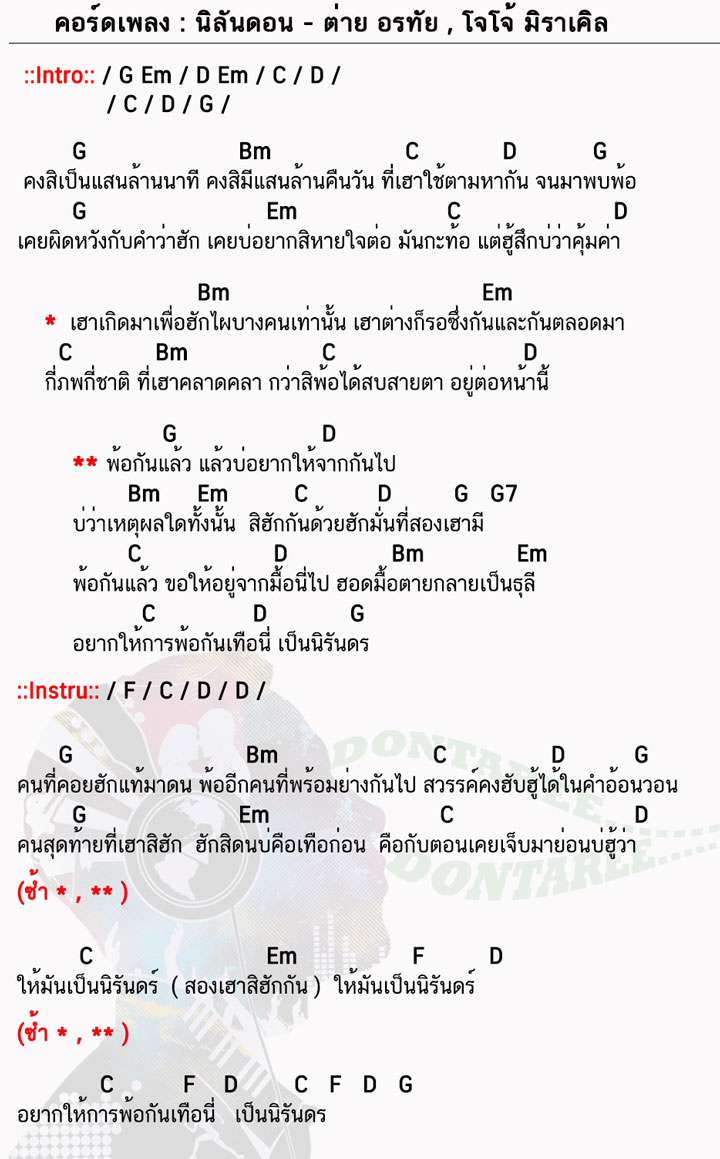 คอร์ดเพลง นิลันดอน ง่ายๆ