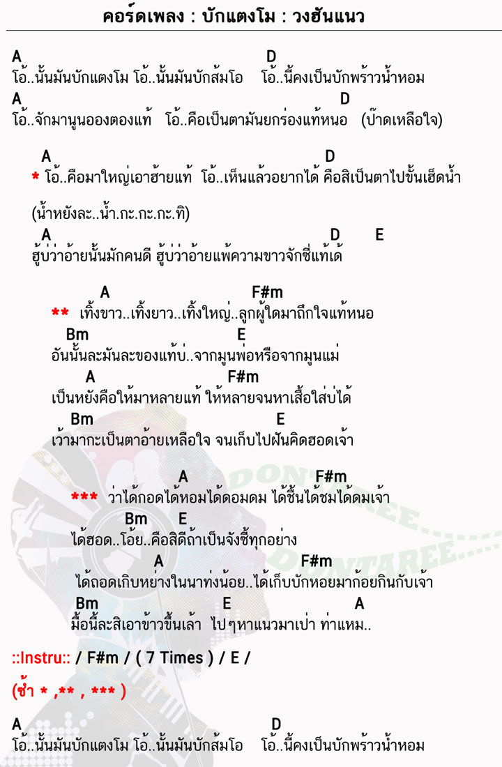 คอร์ดเพลง บักแตงโม ง่ายๆ