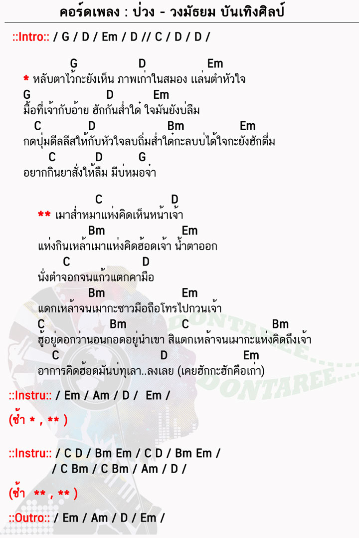 คอร์ดเพลง ป่วง ง่ายๆ