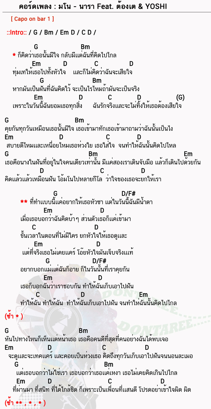 คอร์ดเพลง มโน ง่ายๆ