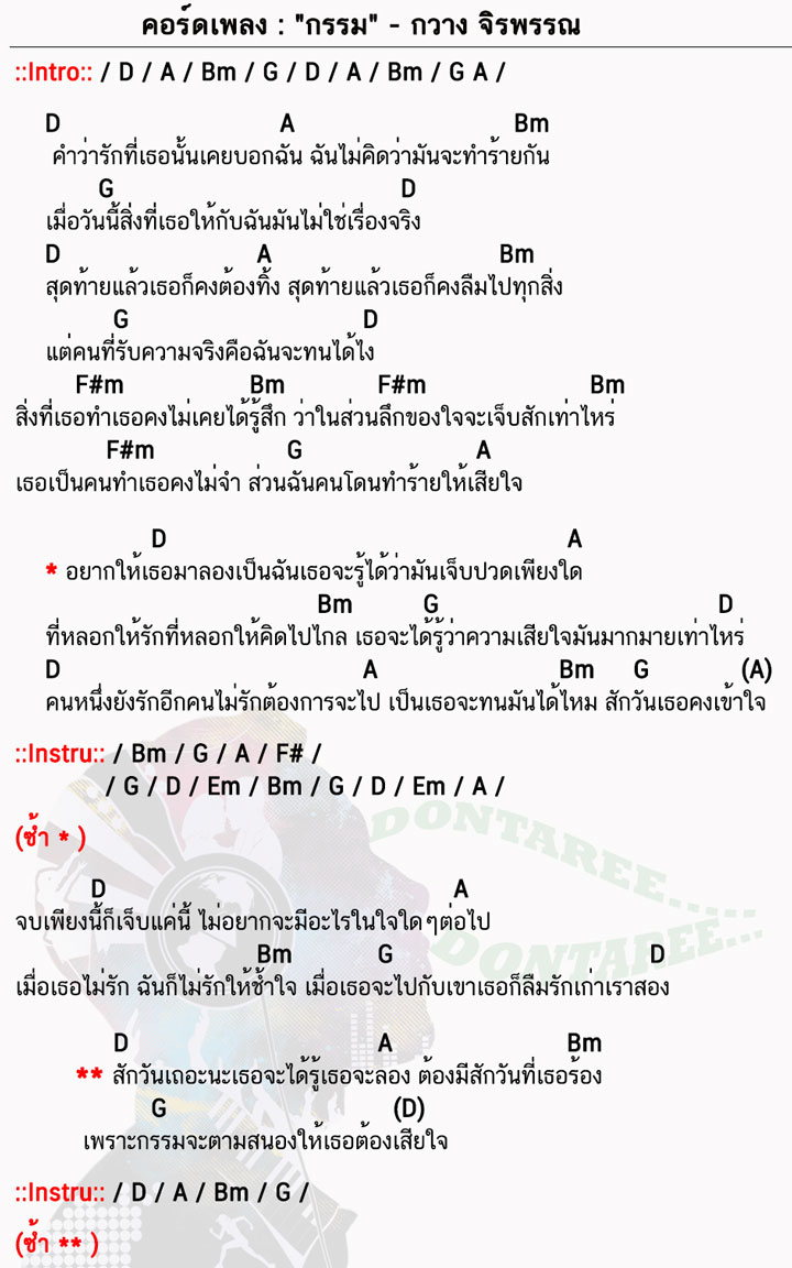 คอร์ดเพลง กรรม ง่ายๆ