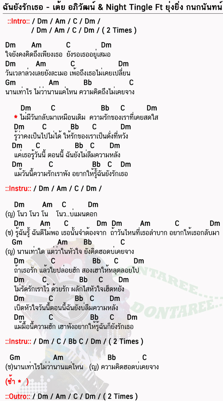 คอร์ดเพลง ฉันยังรักเธอ ง่ายๆ