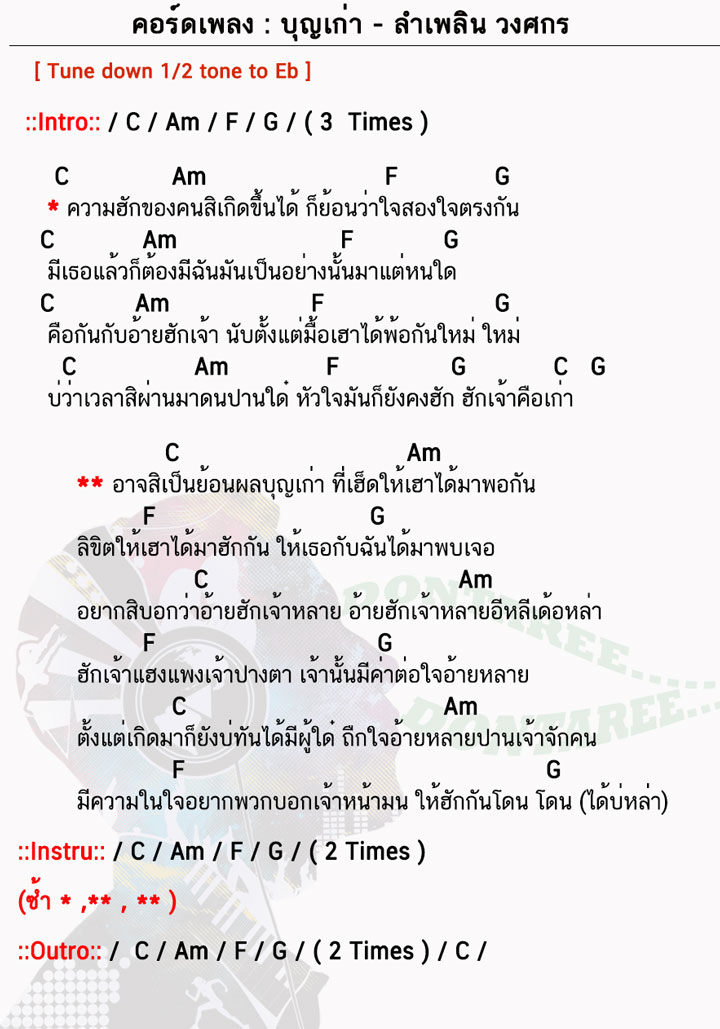 คอร์ดเพลง บุญเก่า ง่ายๆ