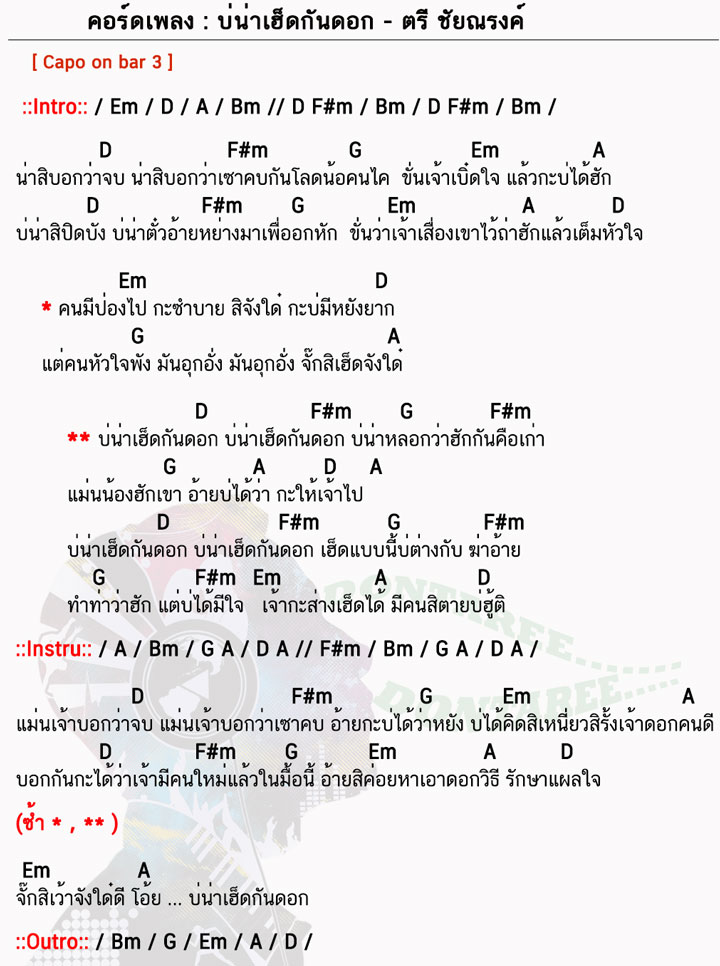 คอร์ดเพลง บ่น่าเฮ็ดกันดอก ง่ายๆ