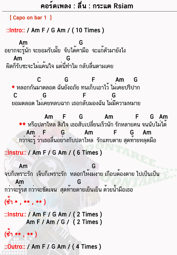 คอร์ดเพลง ลื่น ง่ายๆ