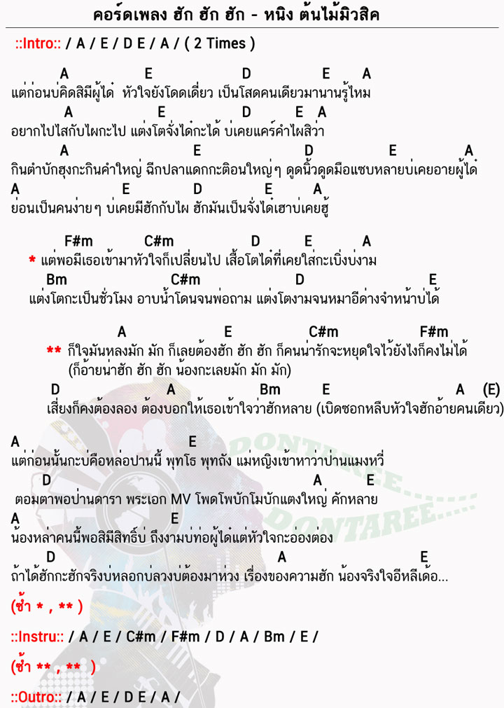 คอร์ดเพลง ฮักฮักฮัก ง่ายๆ