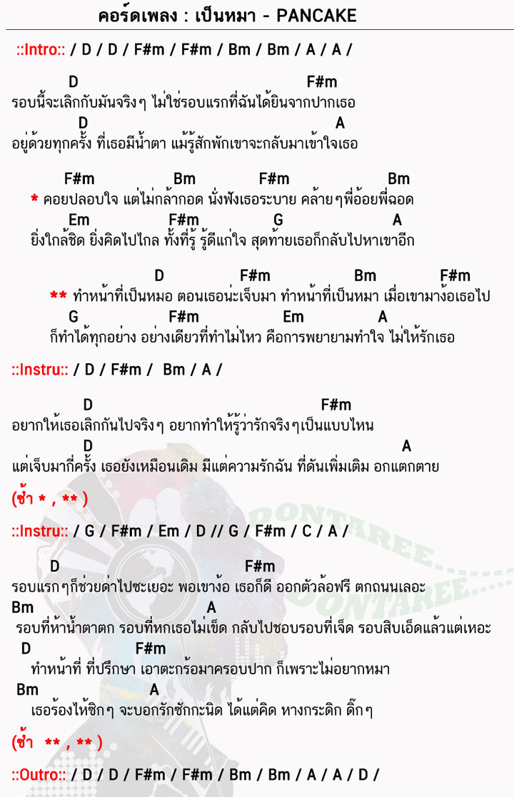 คอร์ดเพลง เป็นหมา ง่ายๆ