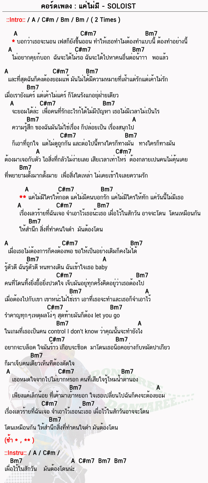 คอร์ดเพลง แค่ไม่มี ง่ายๆ