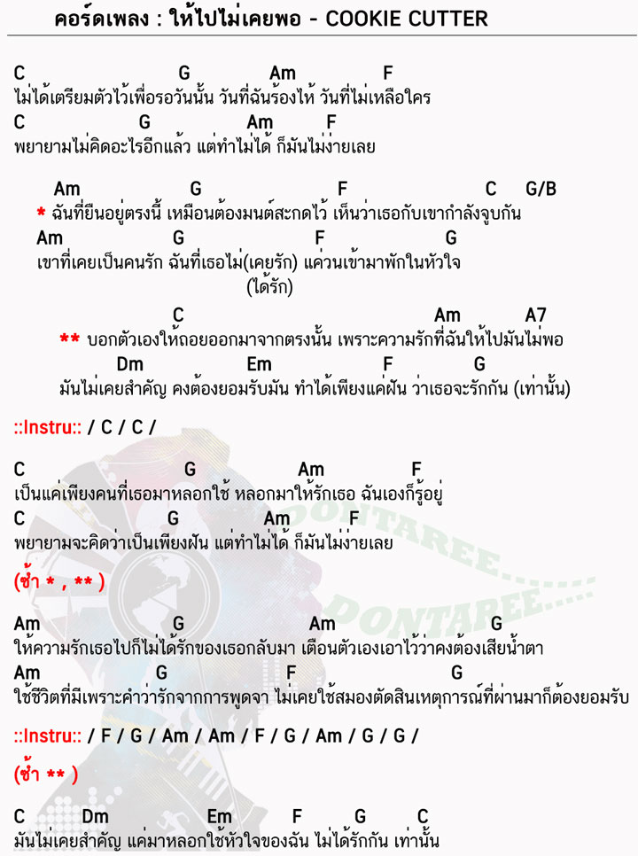 คอร์ดเพลง ให้ไปไม่เคยพอ ง่ายๆ