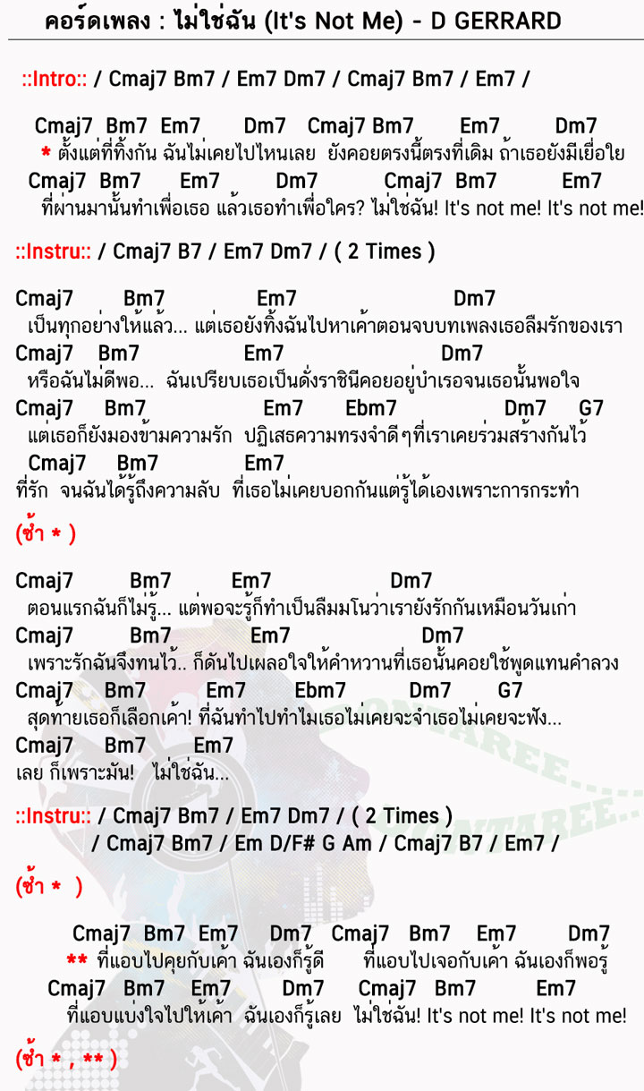 คอร์ดเพลง ไม่ใช่ฉัน (It's Not Me) ง่ายๆ