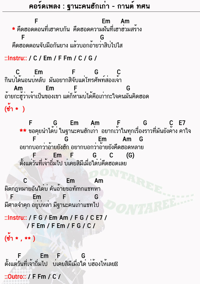 คอร์ดเพลง ฐานะคนฮักเก่า ง่ายๆ